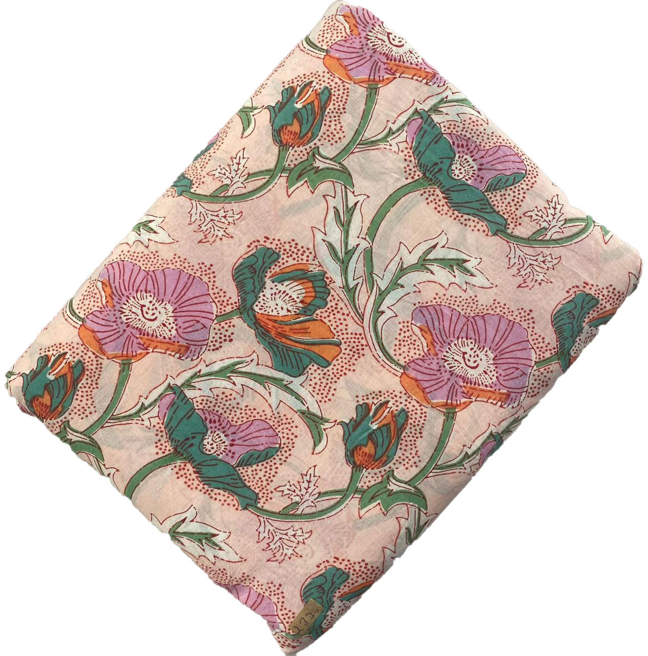 Blush Pollen Block Print on Indian Cotton