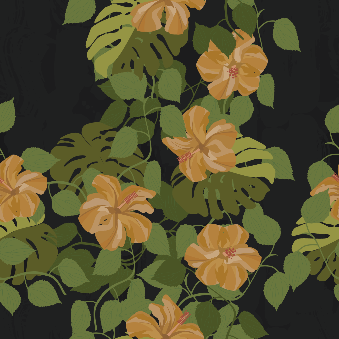 Falling Hibiscus Amber Haze Moonless