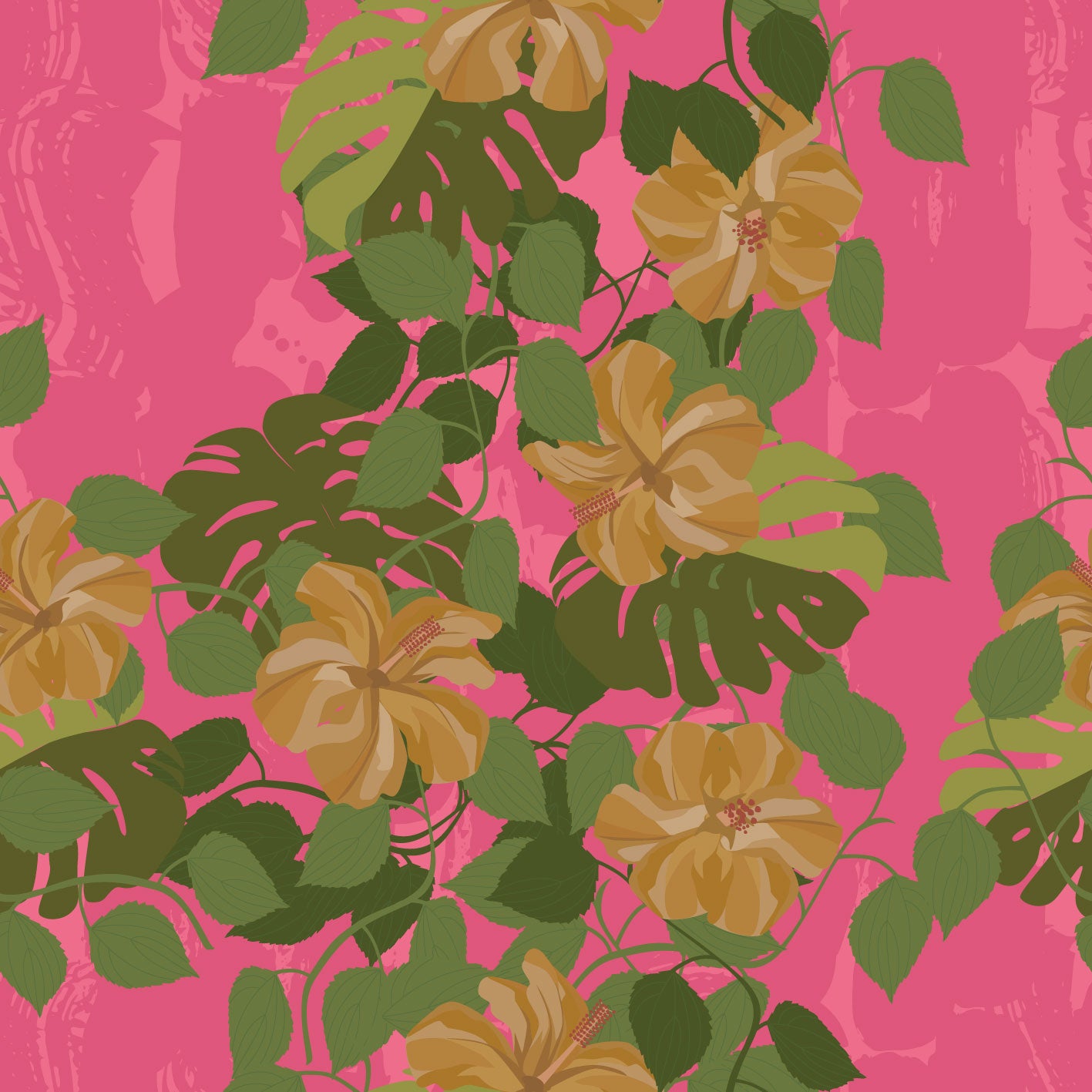 Falling Hibiscus Amber Haze Raspberry