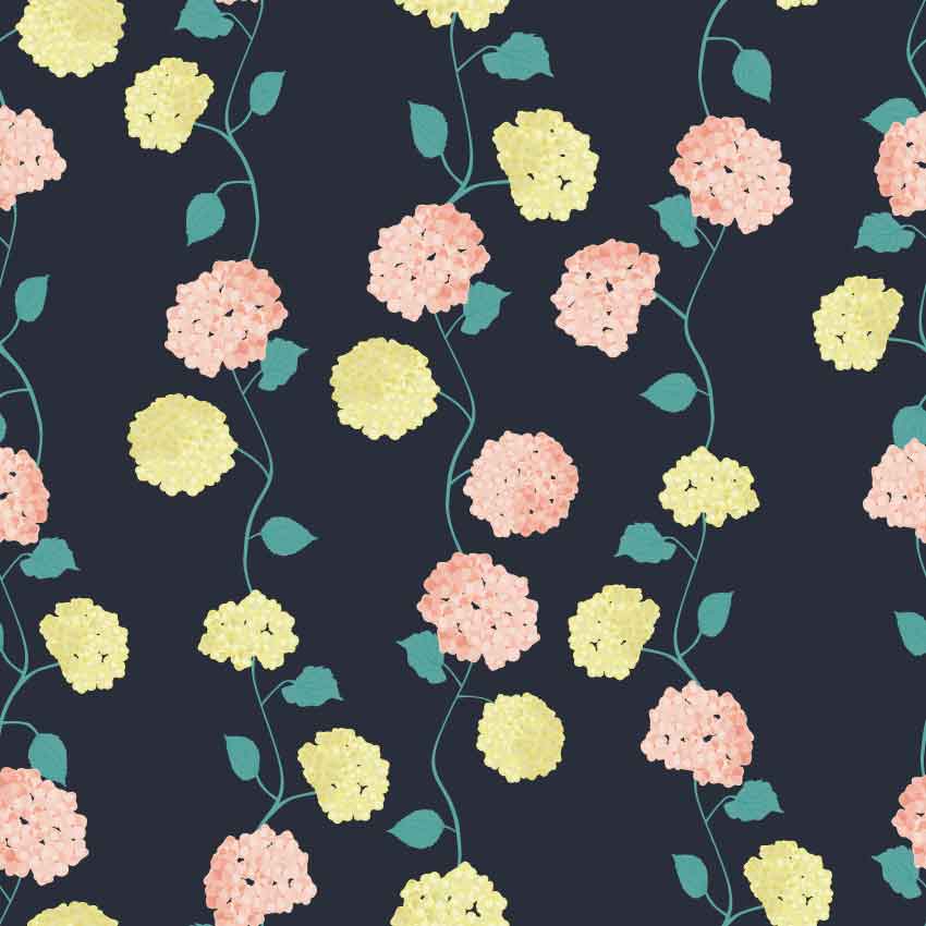 Picnic Parade Pretty Hydrangea - Navy