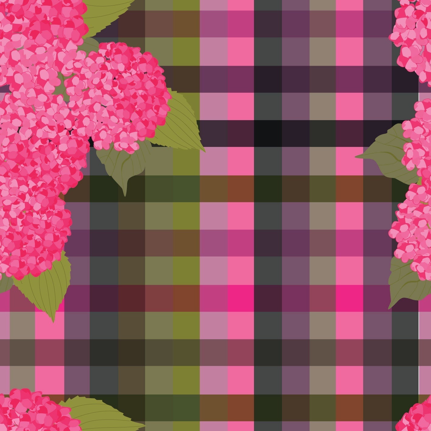 Hydrangea on Checks Night Garden