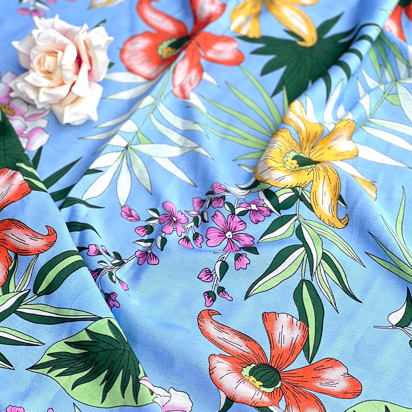 Blue Canopy Printed Tencel Linen