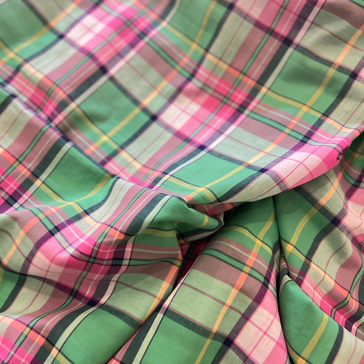 Toffee Apple Plaid Cotton Voile Sample