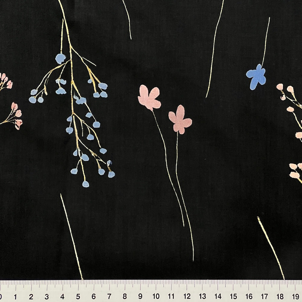 Femme Floral Darkest Indigo Cotton Sample