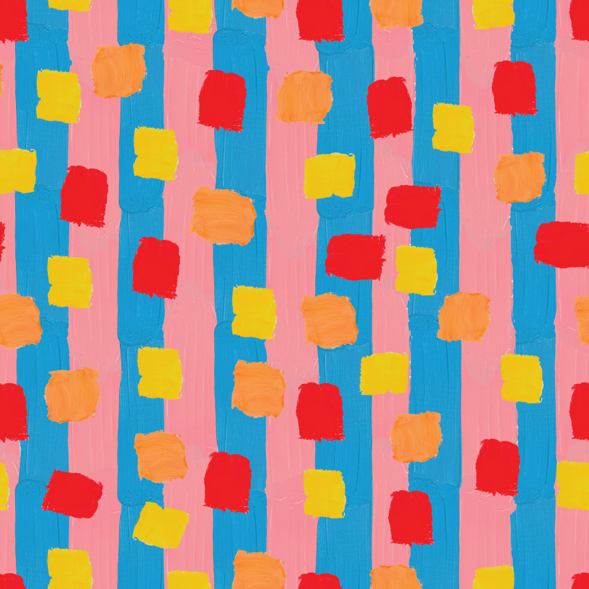 Hand-Painted Squares 'N Stripes