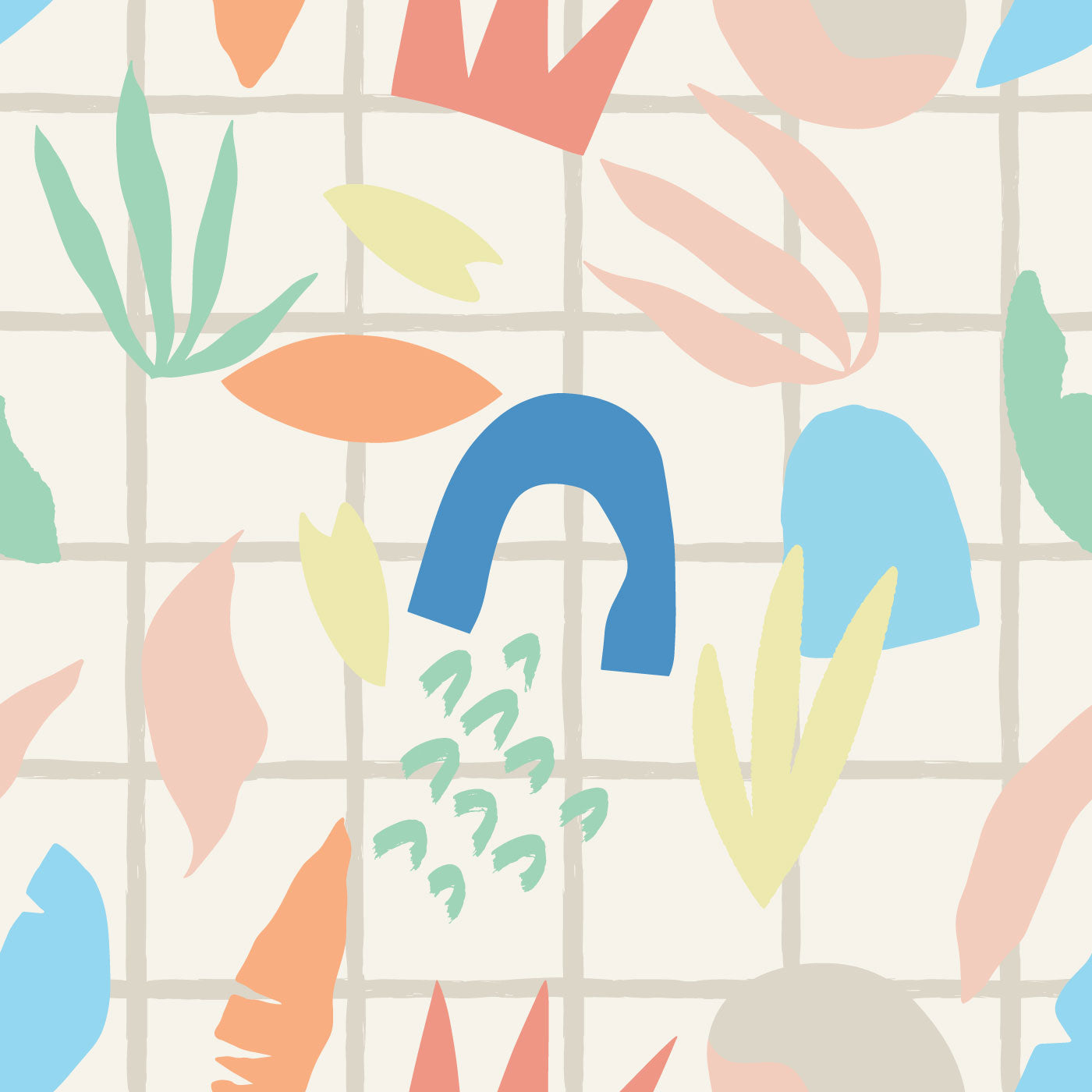 Tangled Shapes Peach Tide Ecru