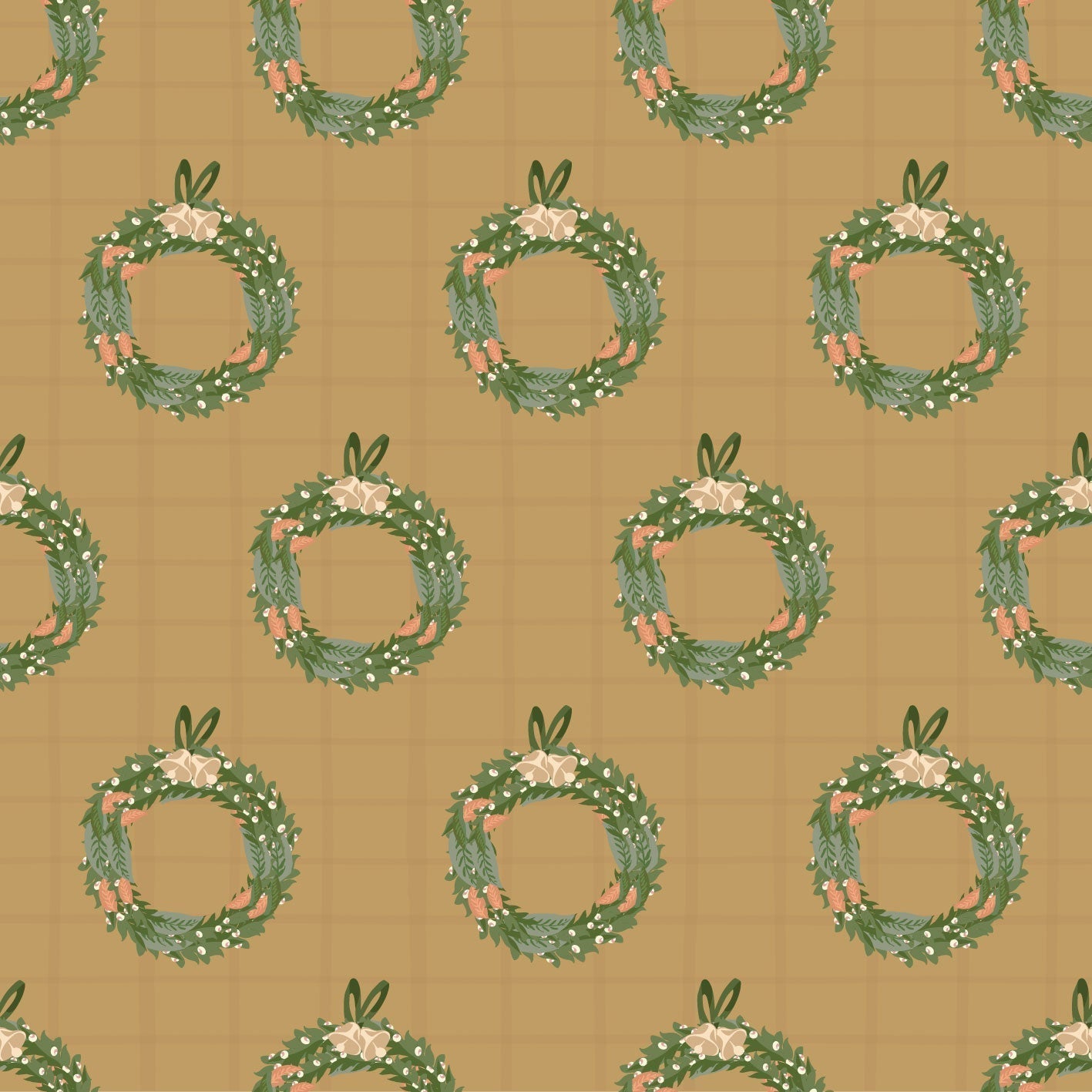 Wreath And Ribbon Frosted Gold