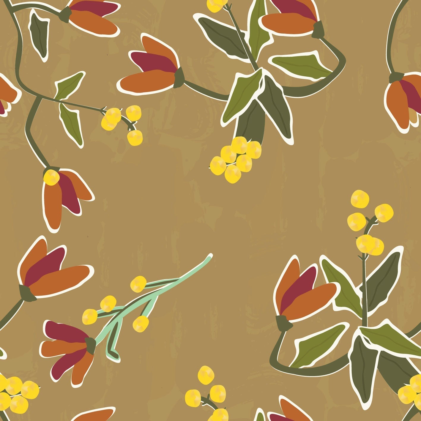 Wattle and Flower Amber Haze - Gold