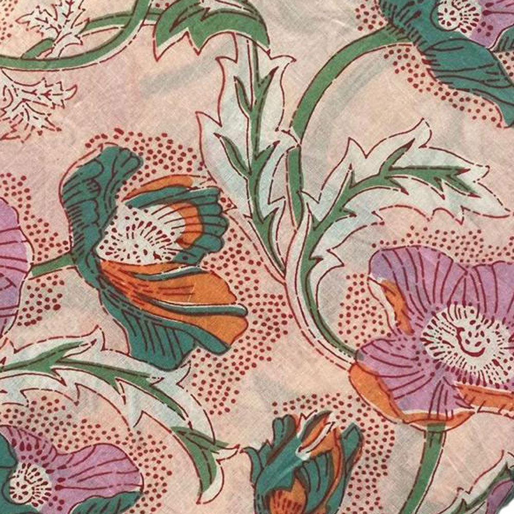Blush Pollen Block Print on Indian Cotton