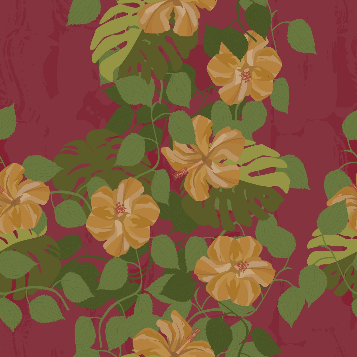 Falling Hibiscus Amber Haze Mars Red