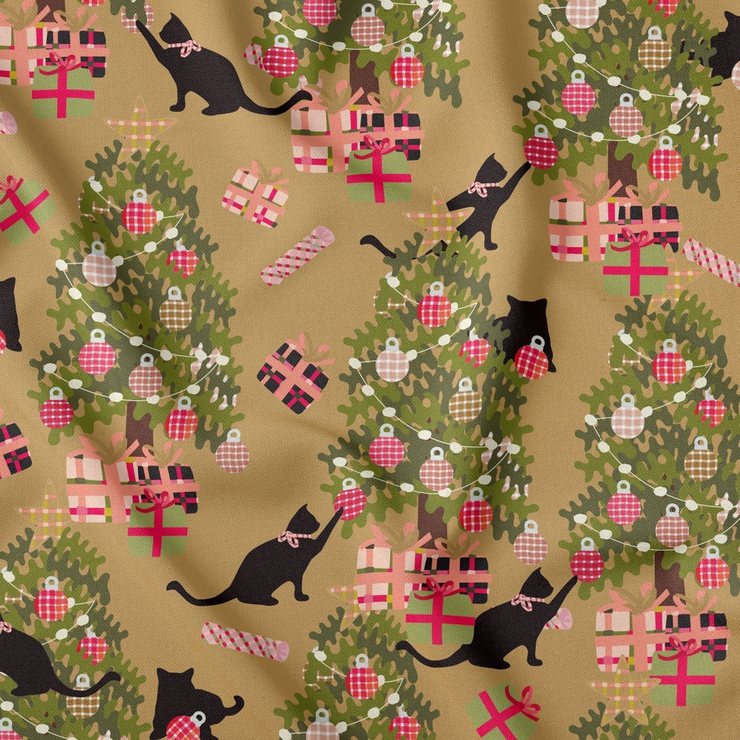 Cat and The Christmas Tree Gold