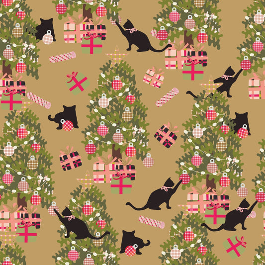 Cat And The Christmas Tree Gold