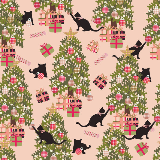 Cat and The Christmas Tree Whispering Peach