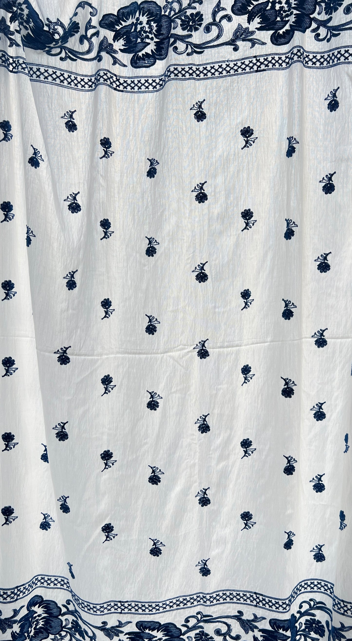 Prettiest Embroidered Border Silk Linen Blend