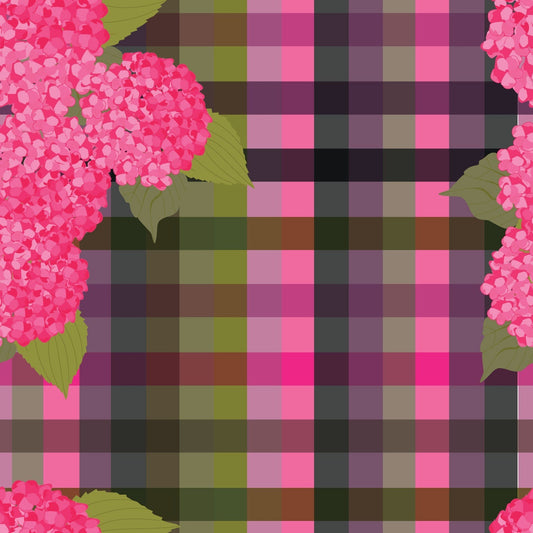 Hydrangea on Checks Night Garden