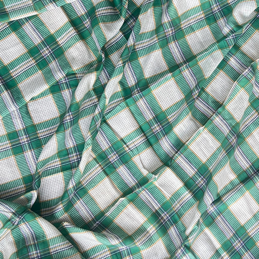 Garden Green Check Cotton Voile Sample