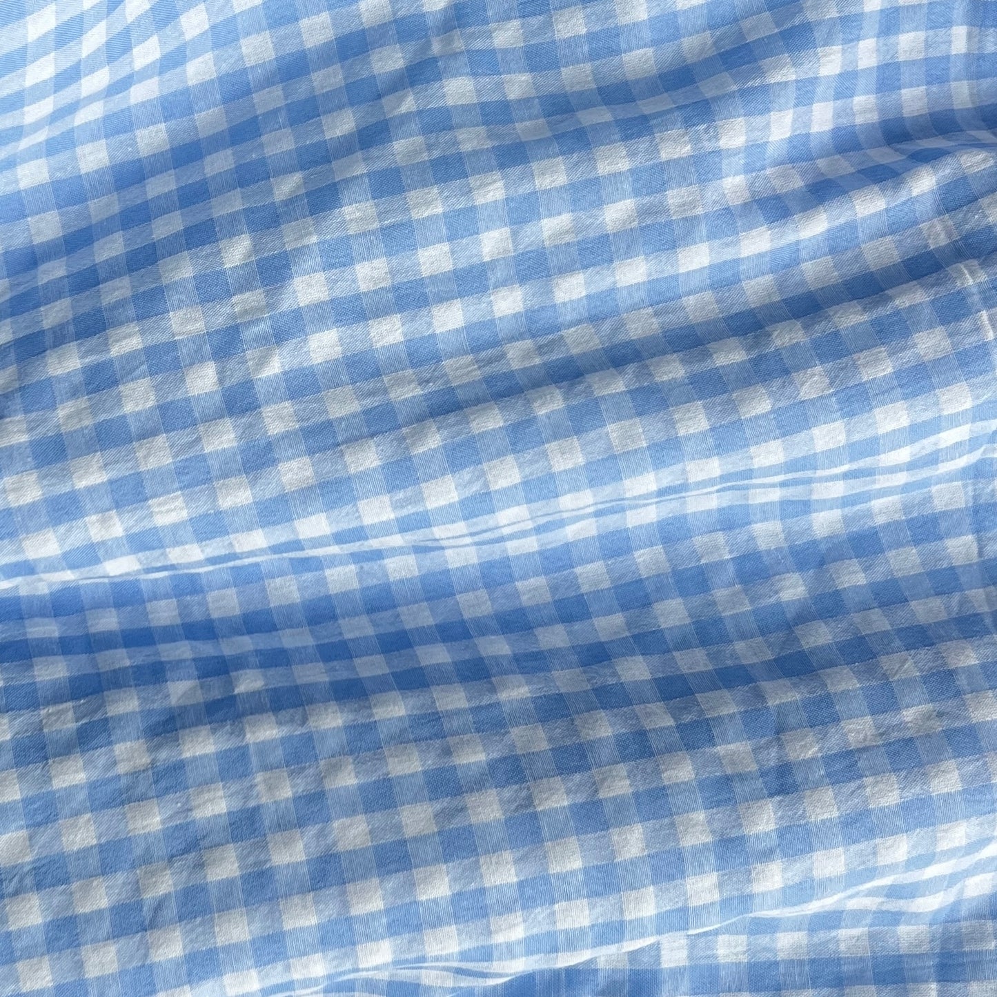 Sky Blue Seersucker Gingham Sample