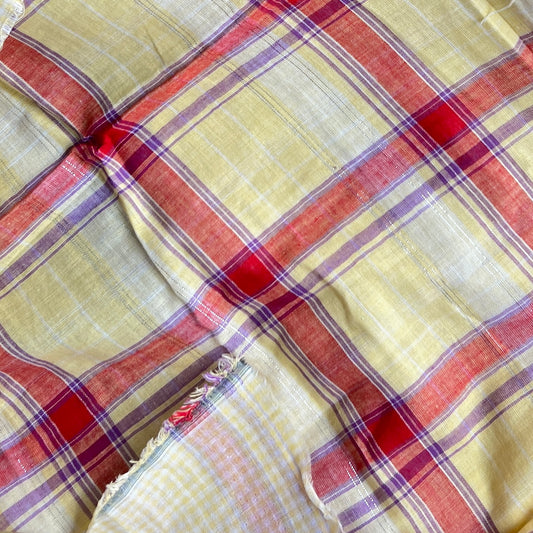 Reversible Double Muslin Lemon Check Sample