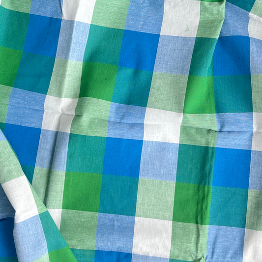 Yarn-Dyed Green and Blue Check 1.5 M Sample