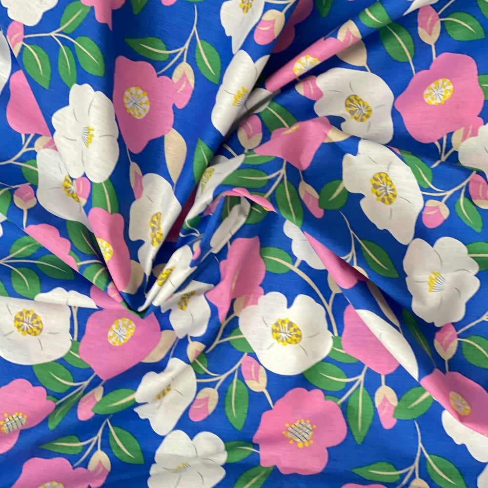 Pink Pop & Bright Blue Posy Cotton Sample