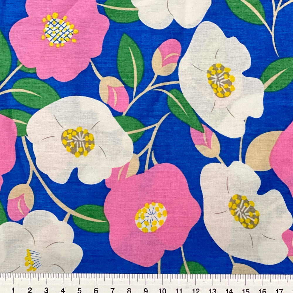 Pink Pop & Bright Blue Posy Cotton Sample