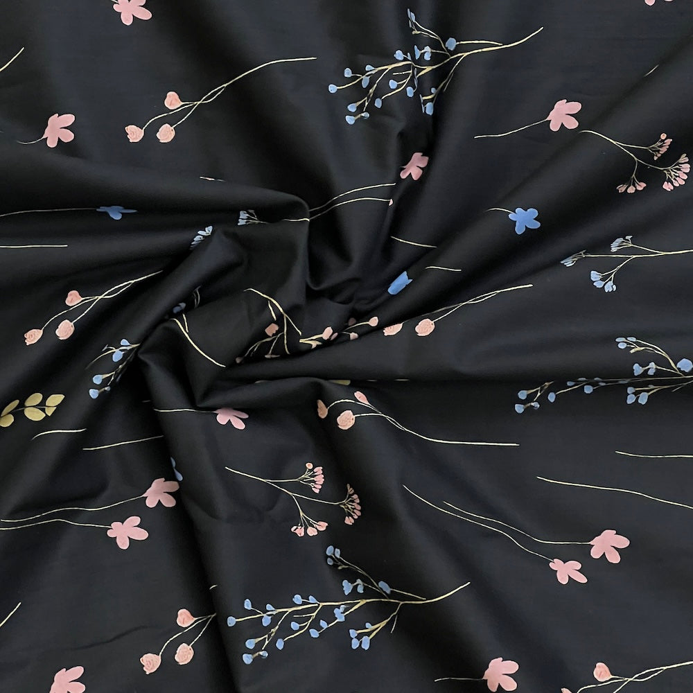 Femme Floral Darkest Indigo Cotton Sample