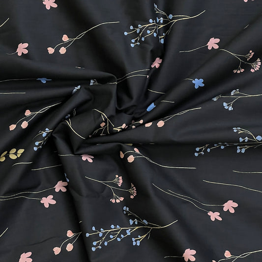 Femme Floral Darkest Indigo Cotton Sample