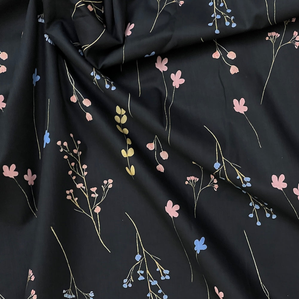 Femme Floral Darkest Indigo Cotton Sample
