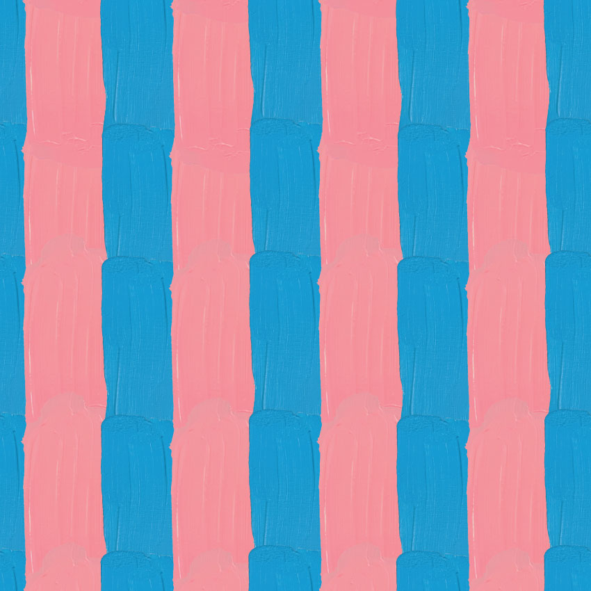 Hand-Painted Painted Canopy Stripe Blue & Pink