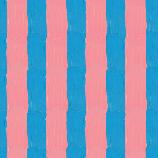 Hand-Painted Painted Canopy Stripe Blue & Pink