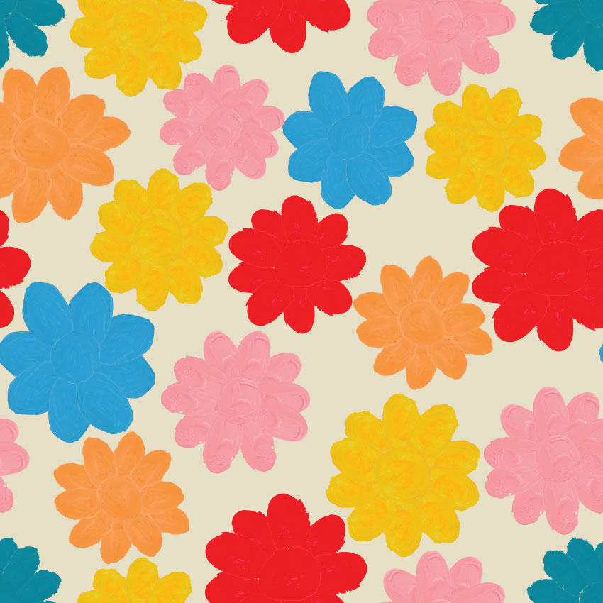 Hand-Painted Flower Power Cloud Cream