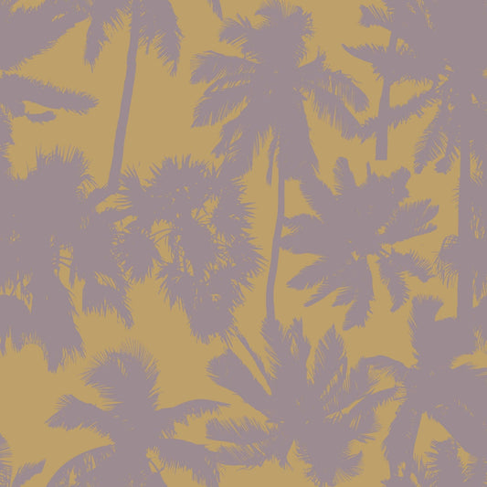 Stencil Palm Amber Haze - Gold Purple Dove