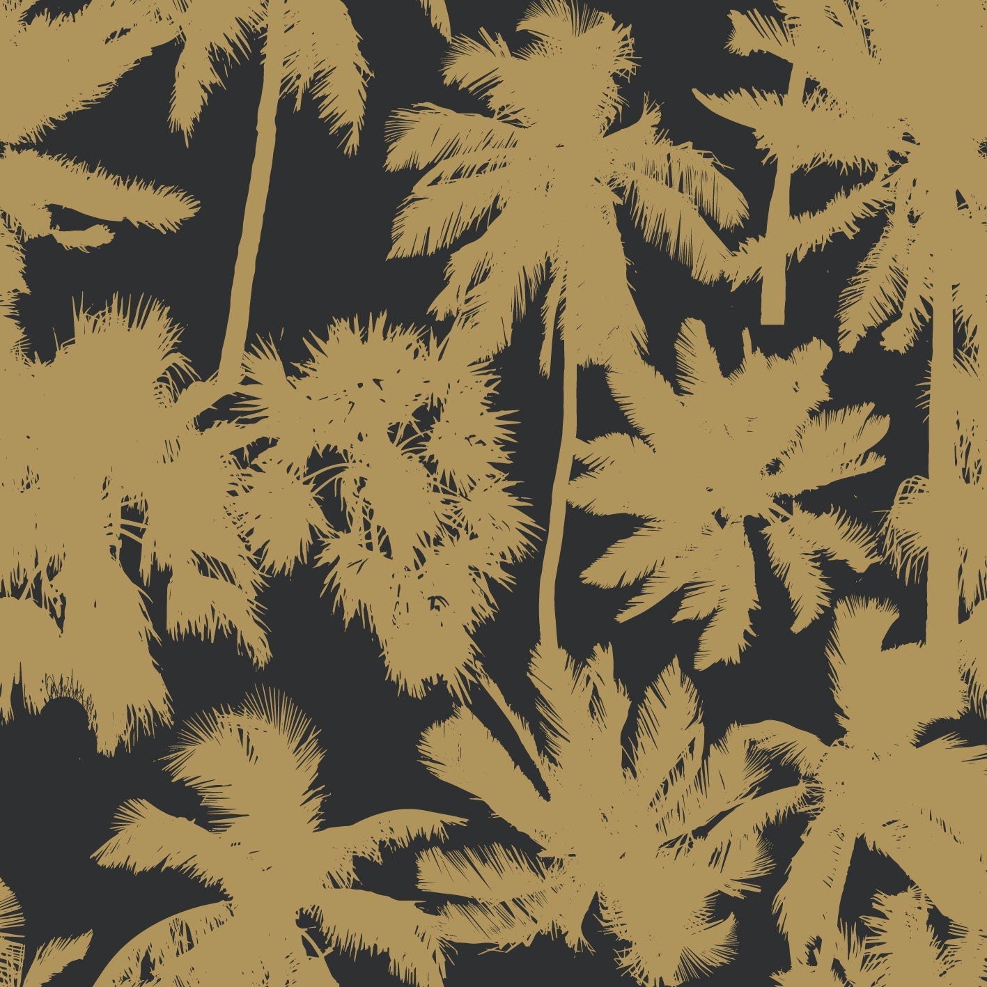 Stencil Palm Moonless Night - Gold