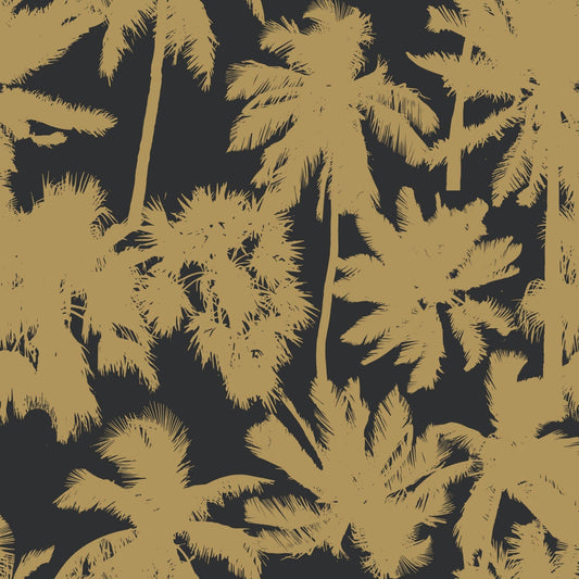 Stencil Palm Moonless Night - Gold