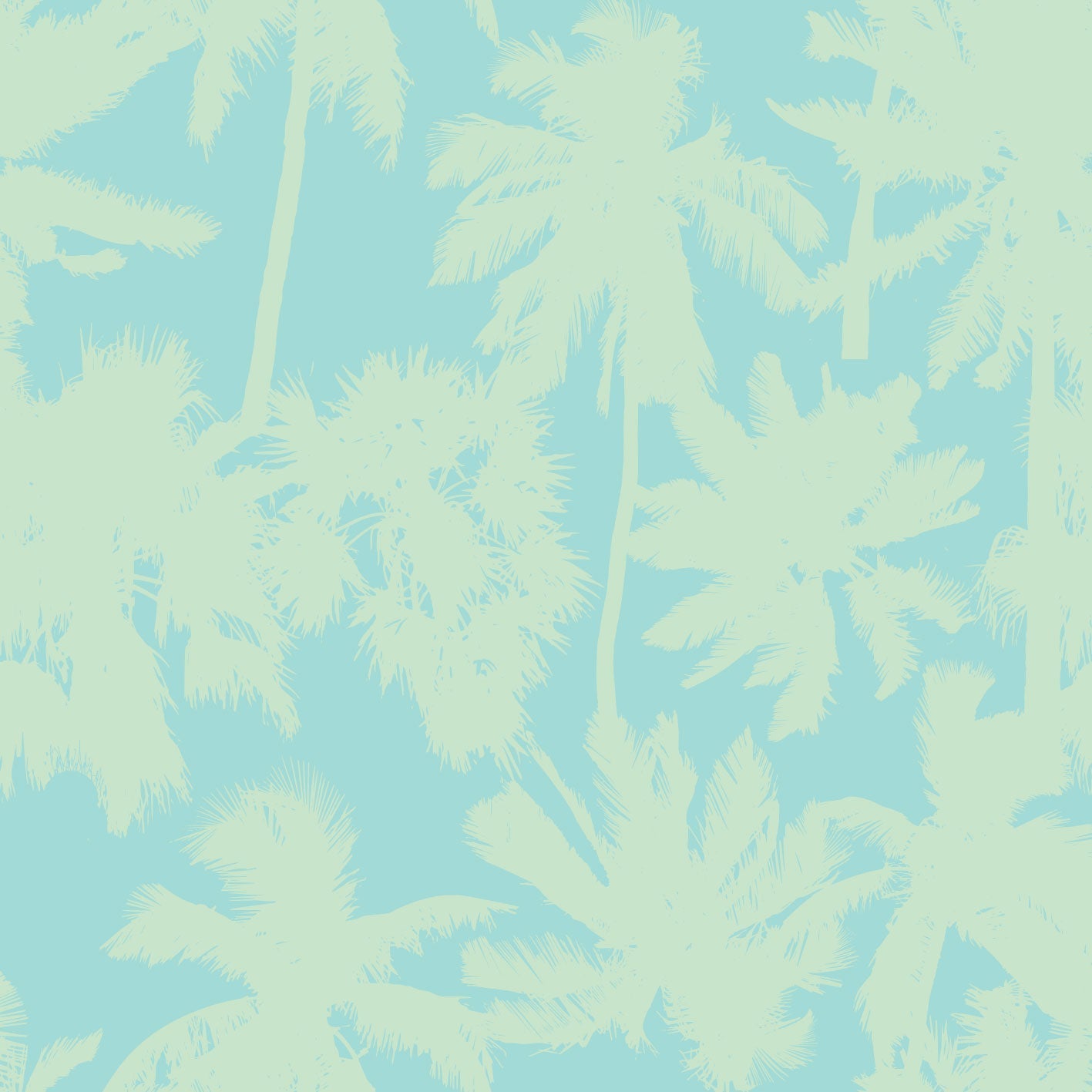 Stencil Palm Summer Bliss Aqua