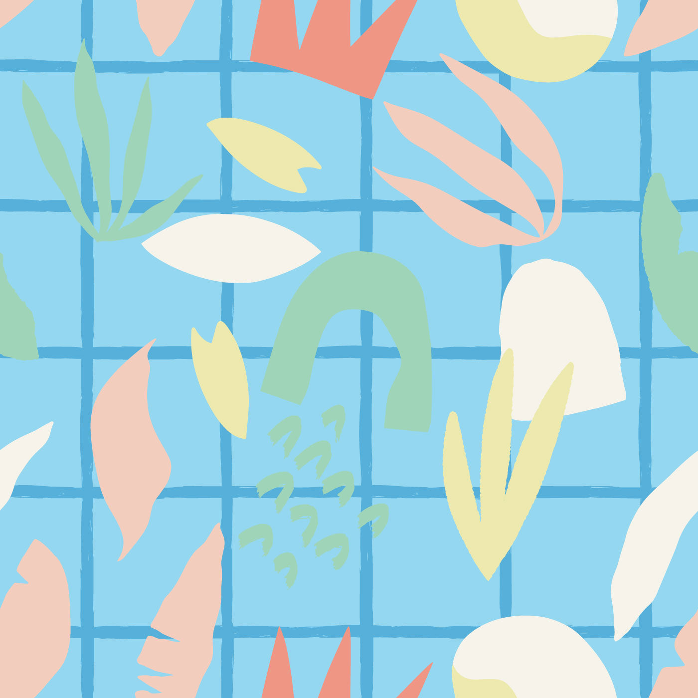 Tangled Shapes Peach Tide Aqua