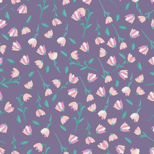 Picnic Parade - Tossed Tulips Purple Dove