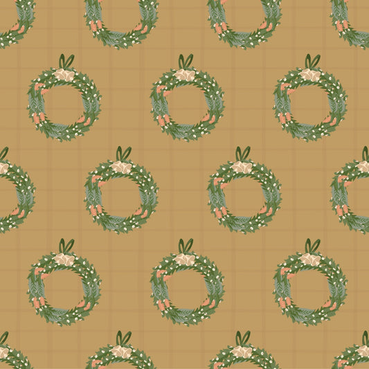 Wreath And Ribbon Frosted Gold