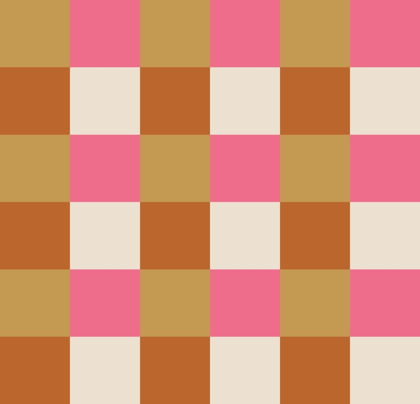 Simple Gingham Gingham Amber Haze - Raspberry