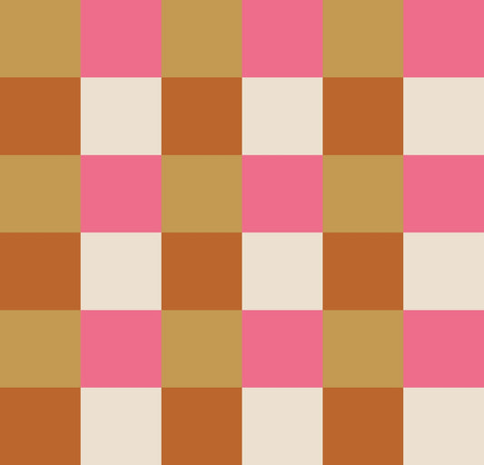 Simple Gingham Gingham Amber Haze - Raspberry