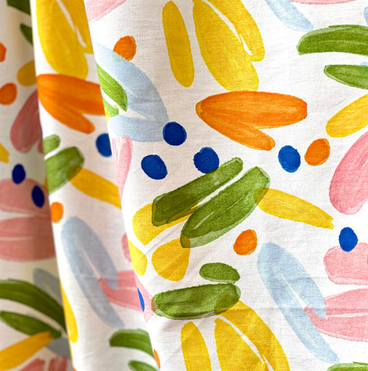 Abstract Brush Floral Cotton